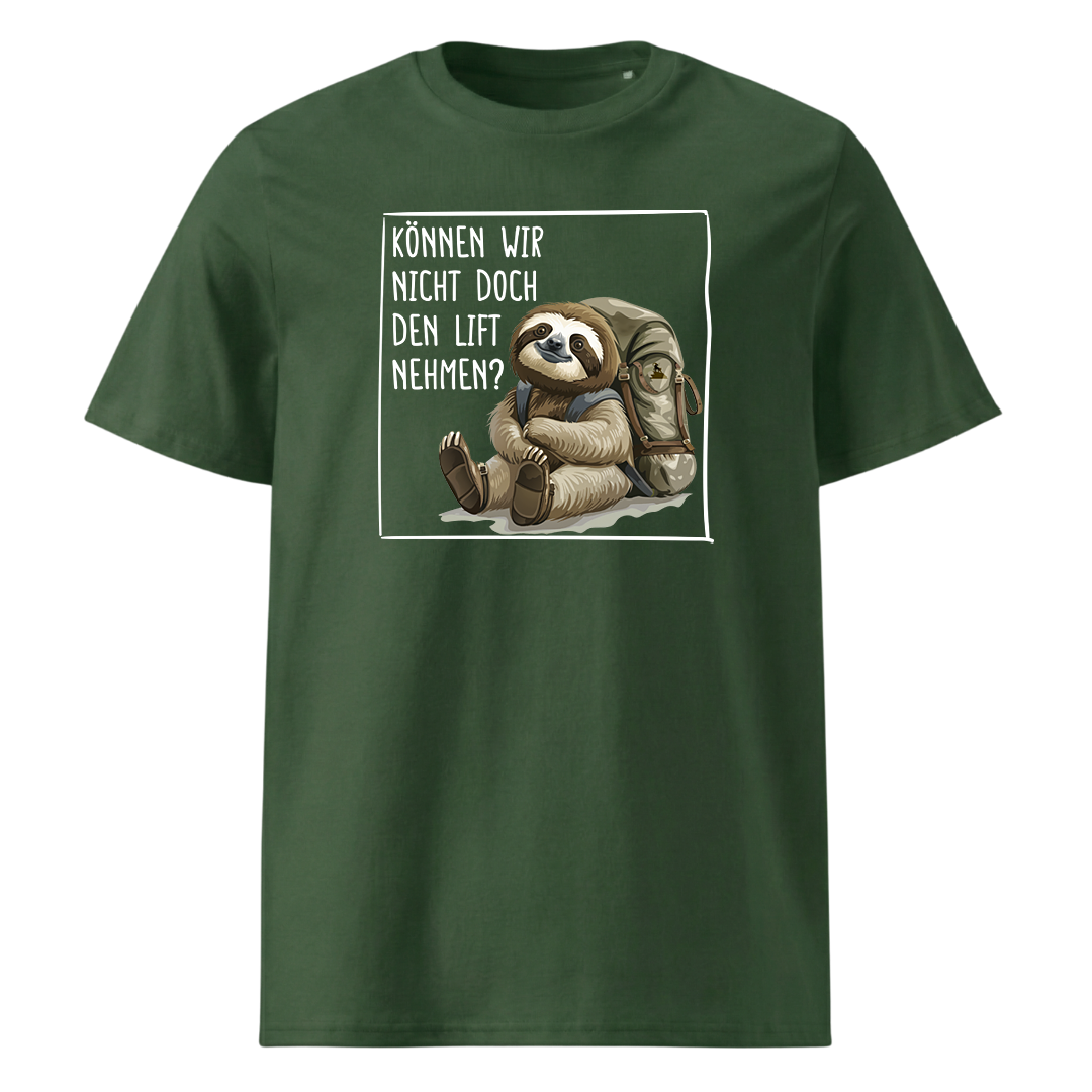 Lift T-Shirt Unisex mit Faultier-Motiv, Detailansicht