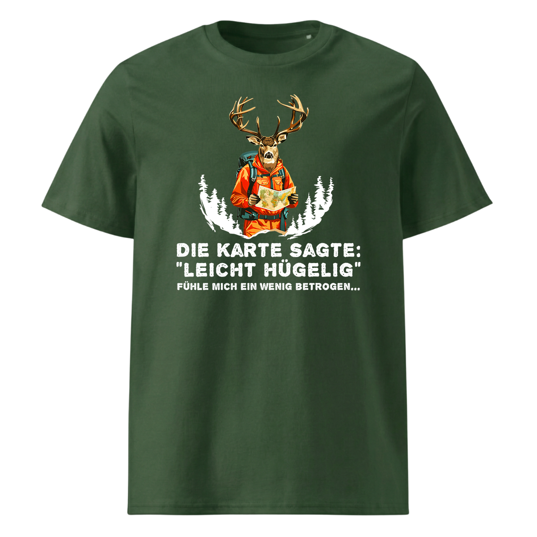 Leicht Hügelig T-Shirt Unisex mit Schriftzug, Detailansicht