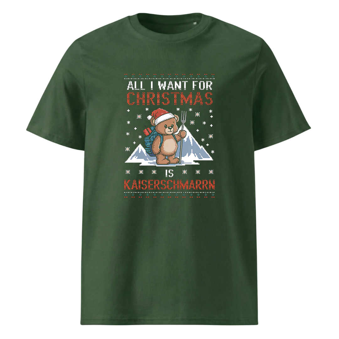 All I Want Christmas T-Shirt mit Weihnachts-Spruch, Detailansicht