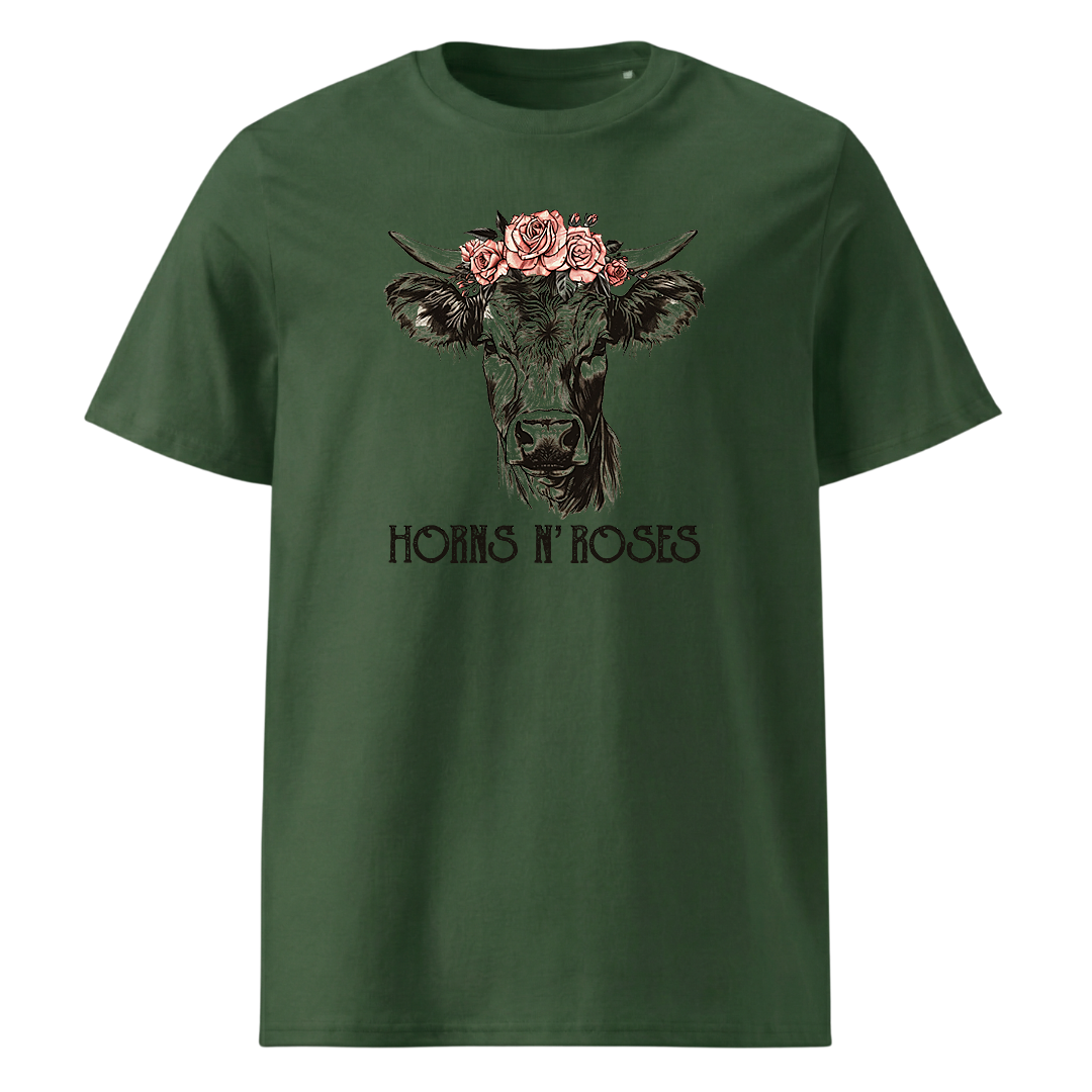 Horns N´Roses T-Shirt Unisex mit Rock-Berg-Motiv, Detailansicht