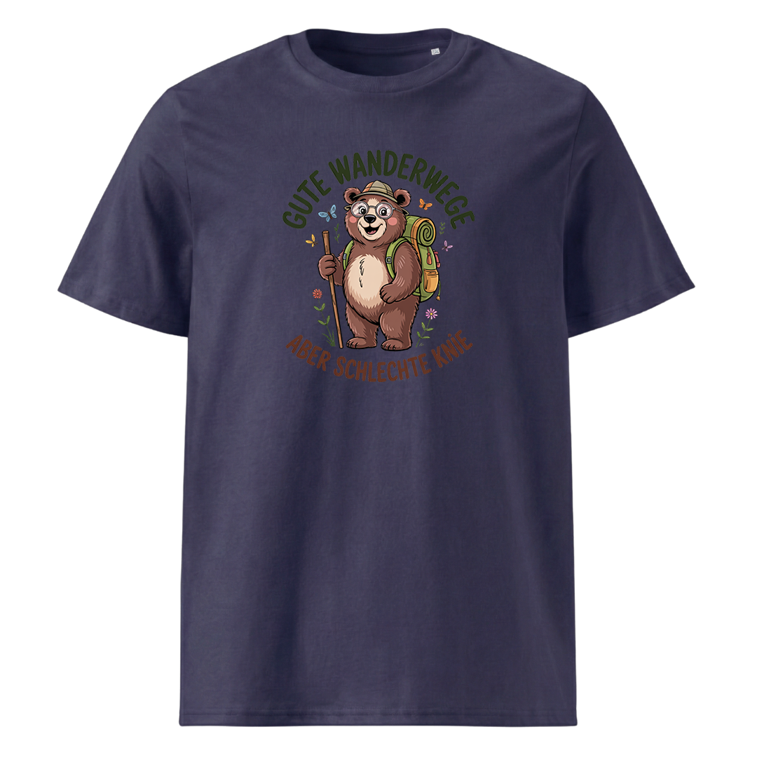 Gute Wanderwege aber schlechte Knie T-Shirt Unisex mit Spruch-Motiv, weitere Ansicht