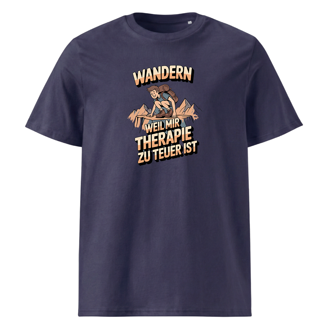 Wandern weil Therapie zu teuer ist T-Shirt Unisex mit Spruch, weitere Ansicht