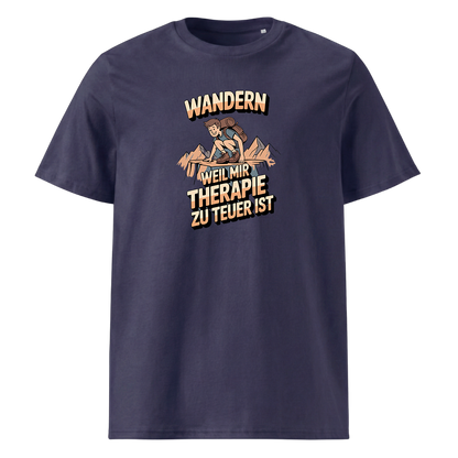 Wandern weil Therapie zu teuer ist T-Shirt Unisex mit Spruch, weitere Ansicht