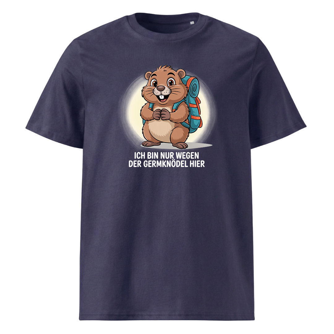 Wegen der Germknödel T-Shirt Unisex mit Hütten-Spruch, weitere Ansicht