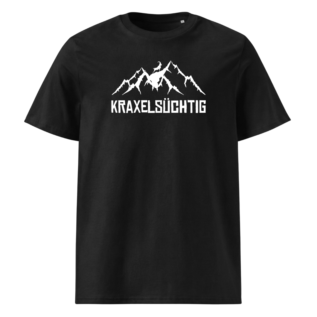 Kraxelsüchtig T-Shirt mit Berg-Spruch, Frontansicht