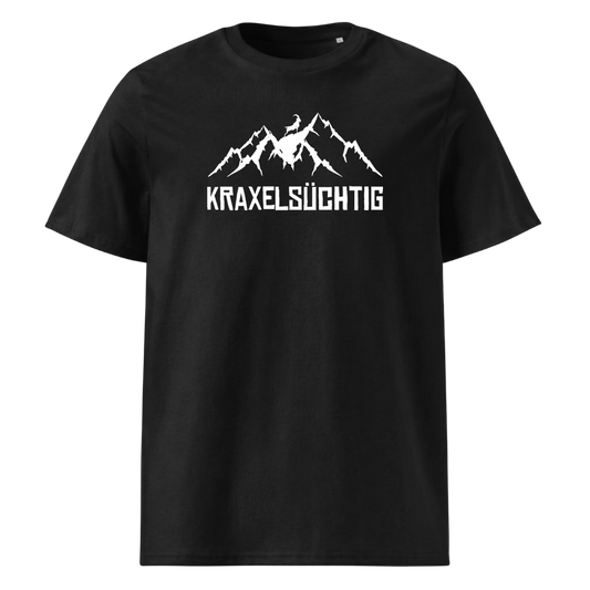 Kraxelsüchtig T-Shirt mit Berg-Spruch, Frontansicht