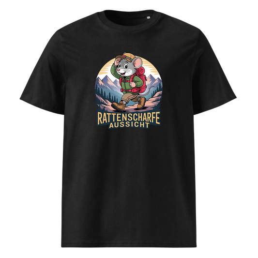 Rattenscharfe Aussicht T-Shirt Unisex mit Berg-Motiv, Frontansicht