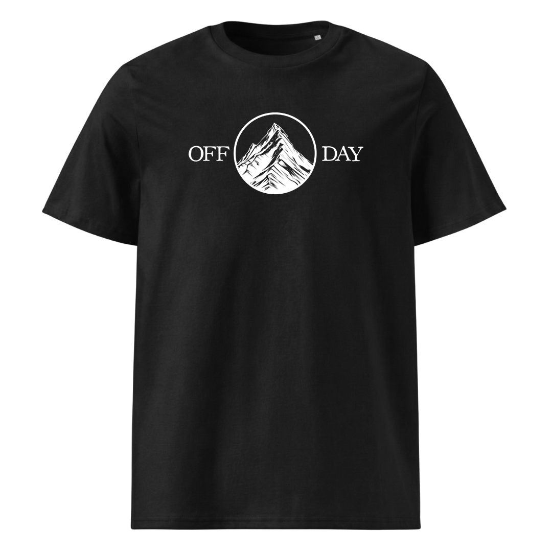 Off Day T-Shirt Unisex mit Bergmotiv, Frontansicht
