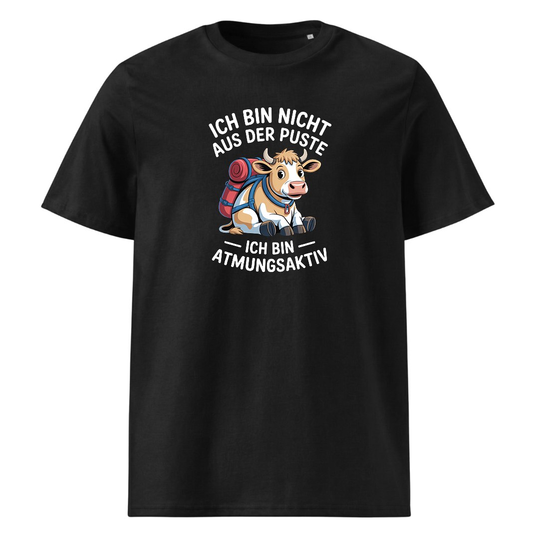 Nicht aus der Puste T-Shirt Unisex mit Spruch-Motiv, Frontansicht
