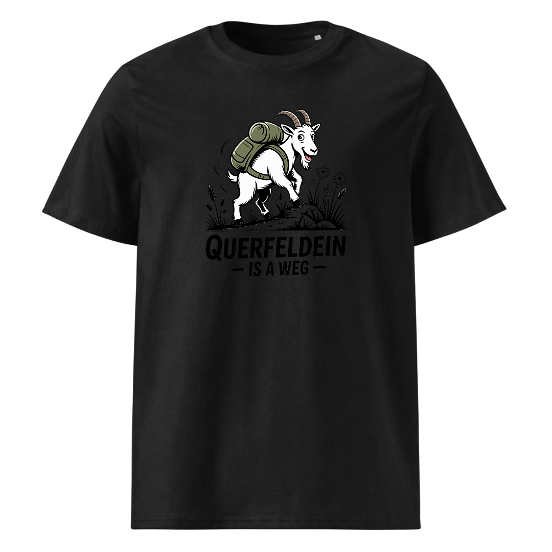 Querfeldein Bergziege T-Shirt Unisex mit Ziegen-Motiv, Frontansicht