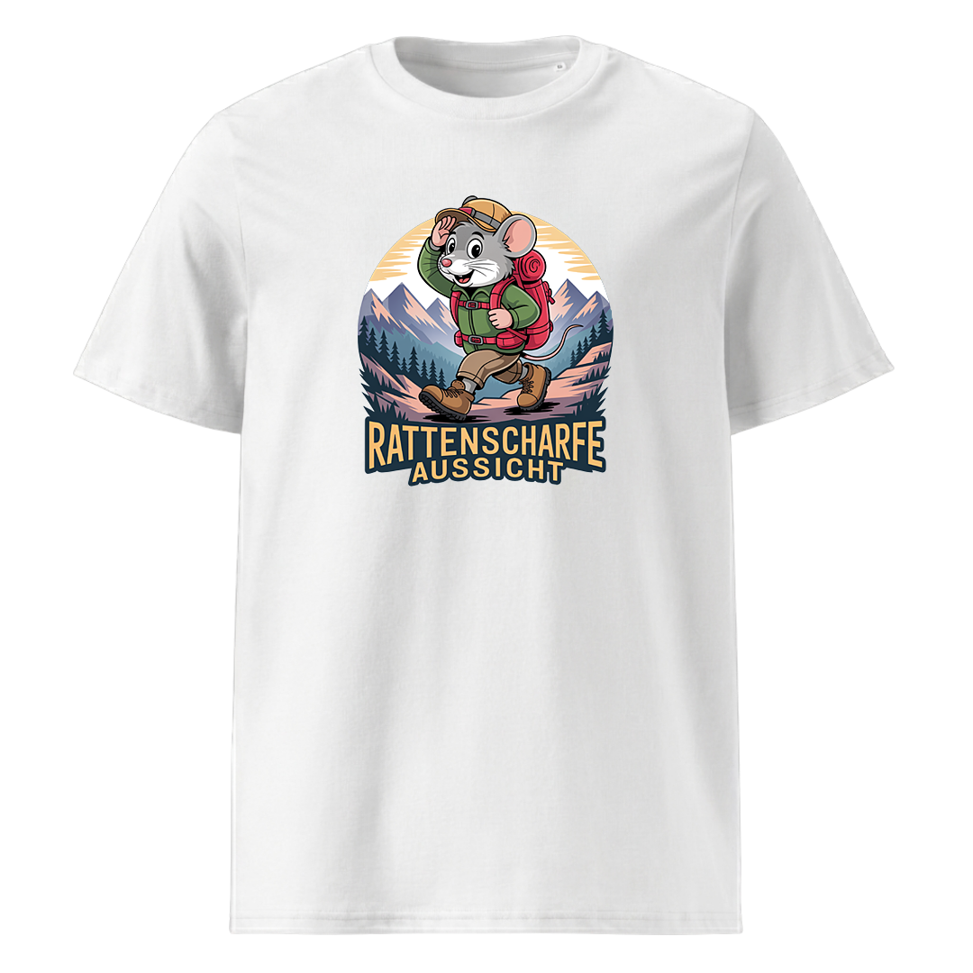 Rattenscharfe Aussicht T-Shirt Unisex mit Berg-Motiv, Motivdetail