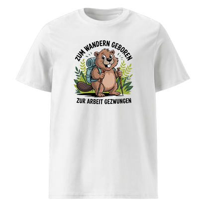 Zum Wandern geboren T-Shirt Unisex mit Wander-Spruch, Motivdetail