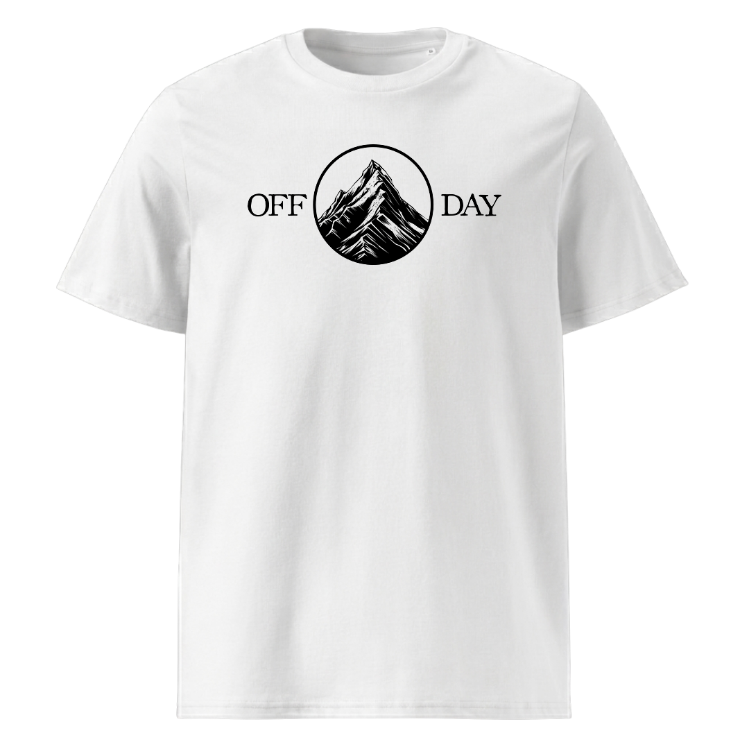 Off Day T-Shirt Unisex mit Bergmotiv, Motivdetail