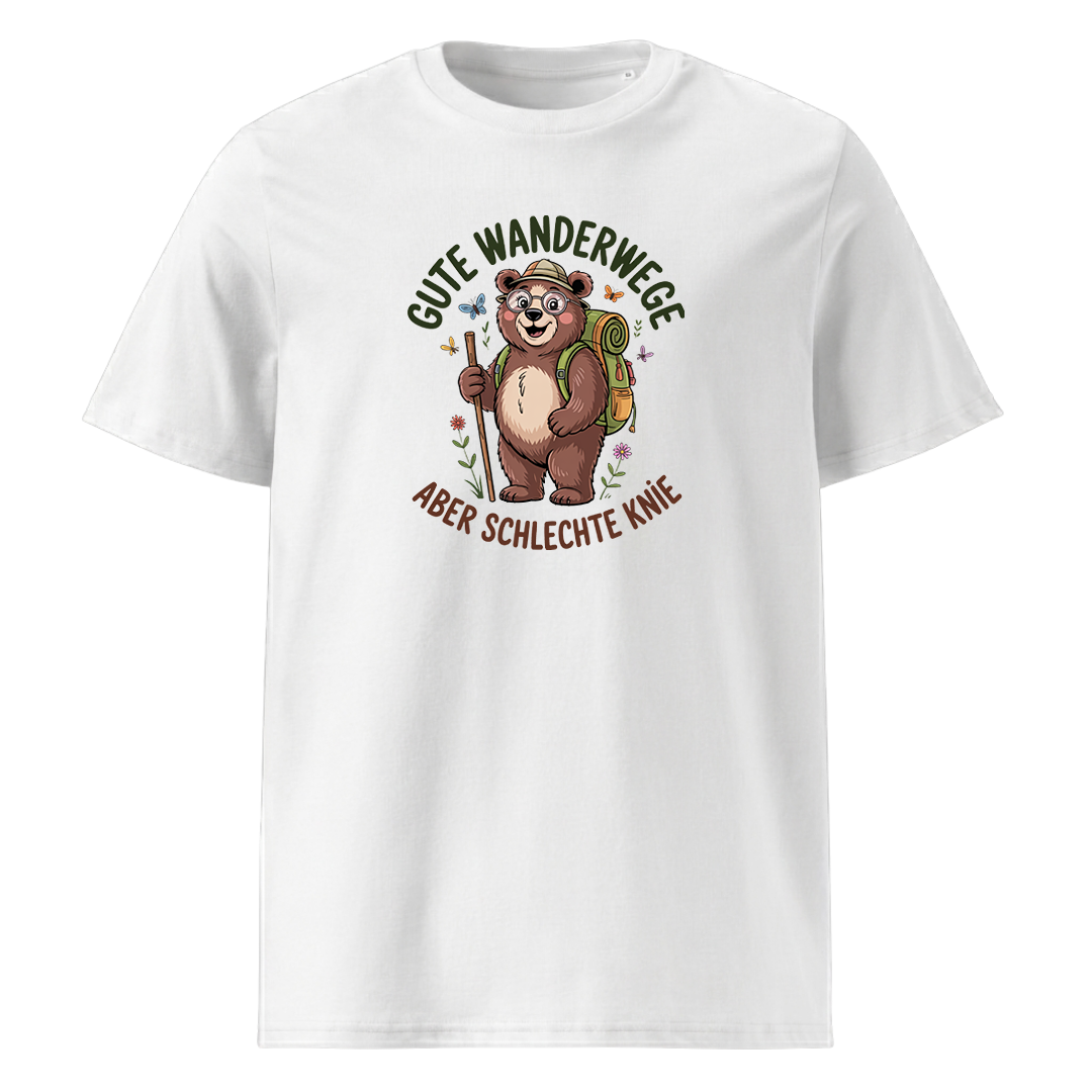 Gute Wanderwege aber schlechte Knie T-Shirt Unisex mit Spruch-Motiv, Motivdetail