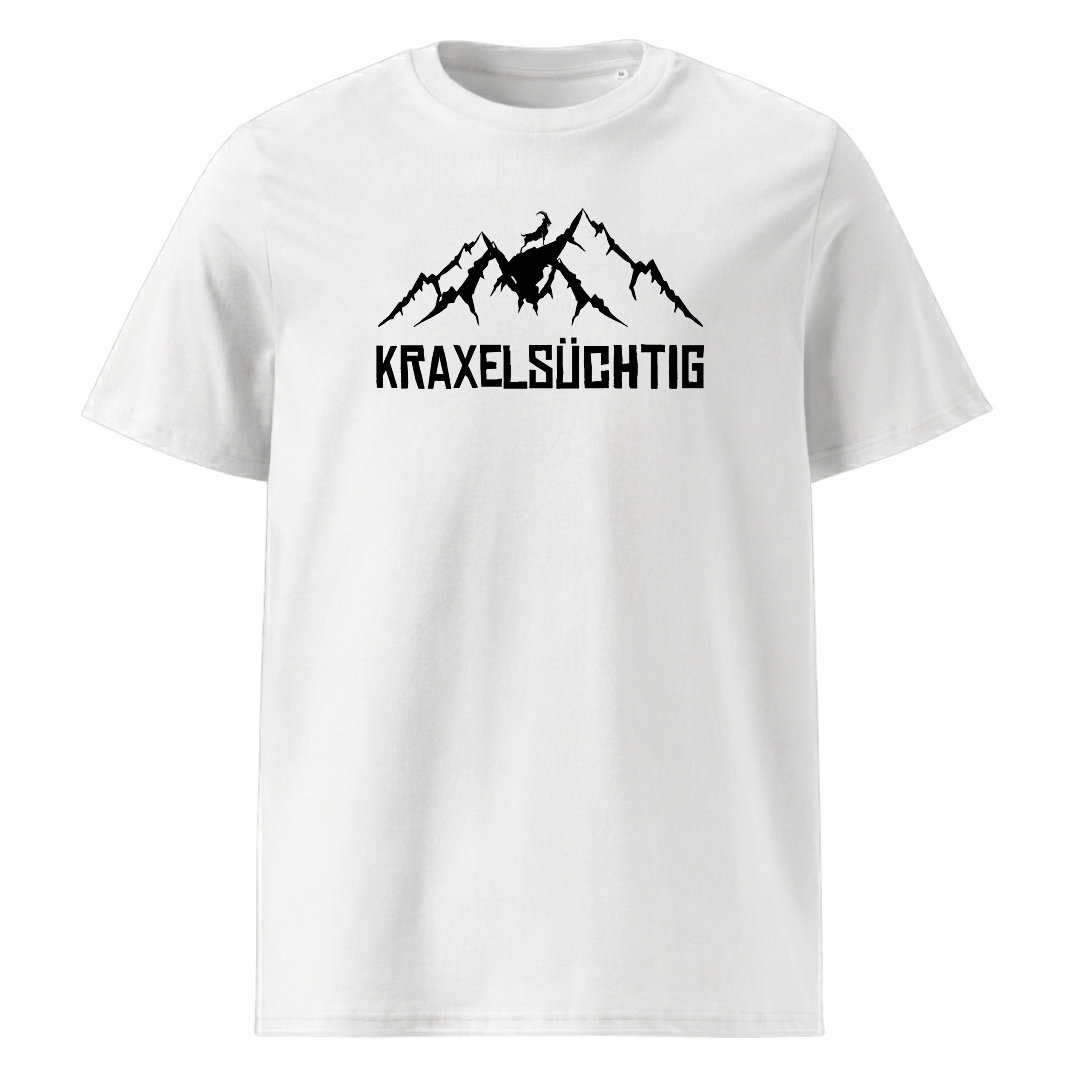 Kraxelsüchtig T-Shirt mit Berg-Spruch, Motivdetail