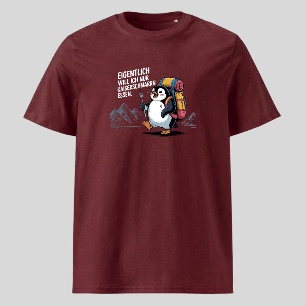 Kaiserschmarrn Pinguin Unisex T-Shirt in Burgunder, Kraxelgaudi