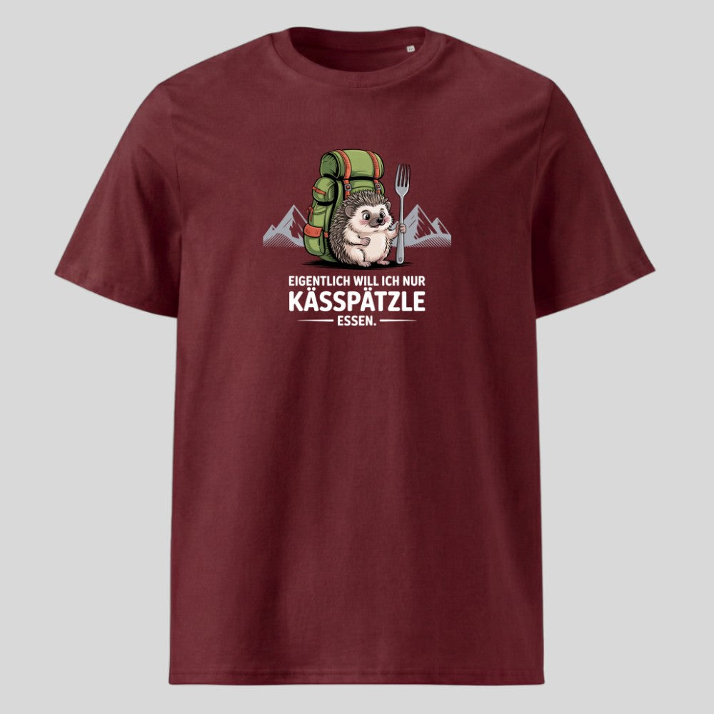 Kässpätzle Igel Unisex T-Shirt in Burgunder, Kraxelgaudi