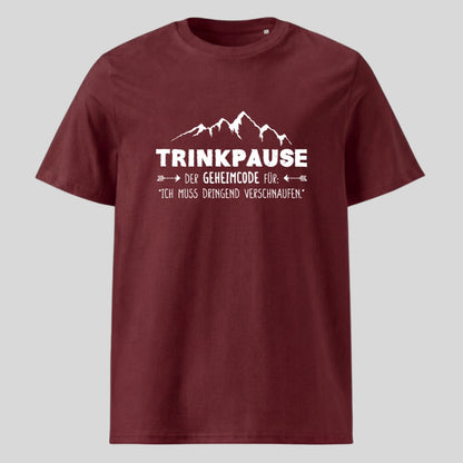 Trinkpause Unisex T-Shirt in Burgunder, Kraxelgaudi