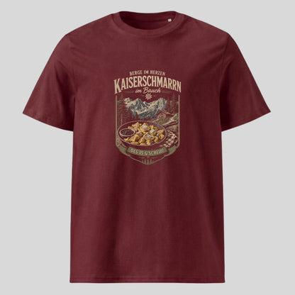 Kaiserschmarrn im Bauch Unisex T-Shirt in Burgunder, Kraxelgaudi