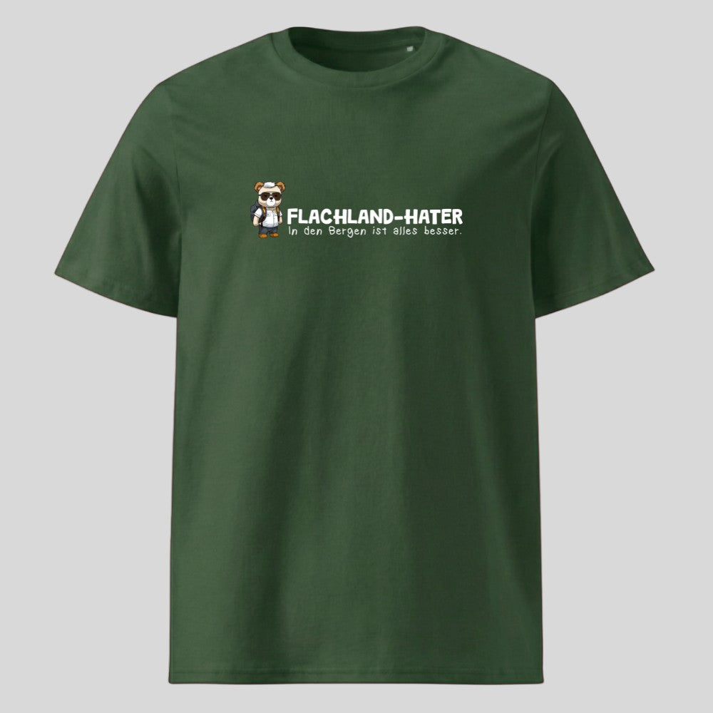 Flachland Hater Unisex T-Shirt in Grün, Kraxelgaudi