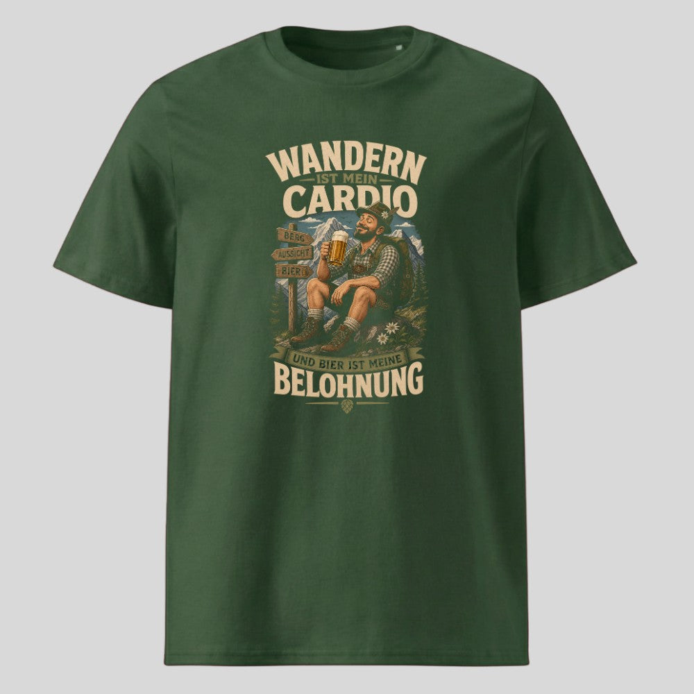 Wandern ist mein Cardio Unisex T-Shirt in Grün, Kraxelgaudi