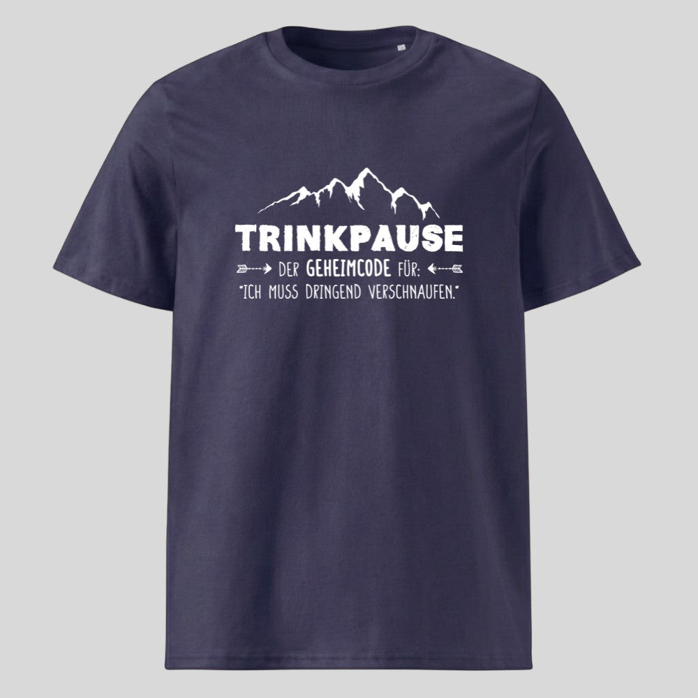 Trinkpause Unisex T-Shirt in Navy, Kraxelgaudi