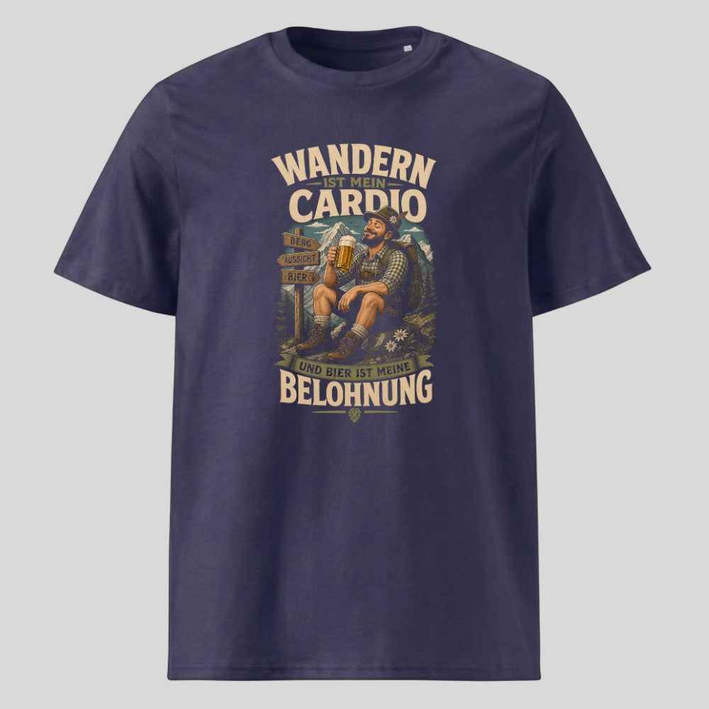 Wandern ist mein Cardio Unisex T-Shirt in Navy, Kraxelgaudi