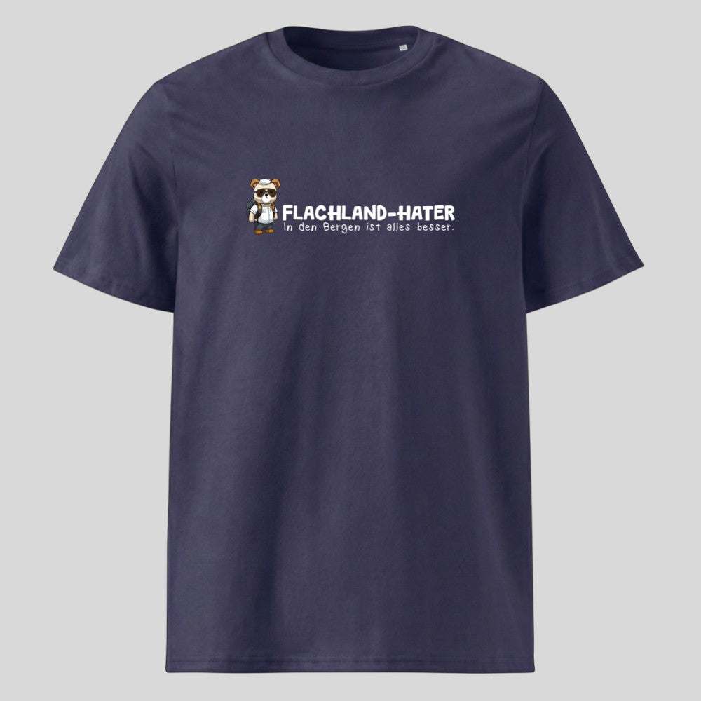Flachland Hater Unisex T-Shirt in Navy, Kraxelgaudi