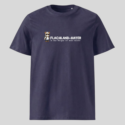 Flachland Hater Unisex T-Shirt in Navy, Kraxelgaudi