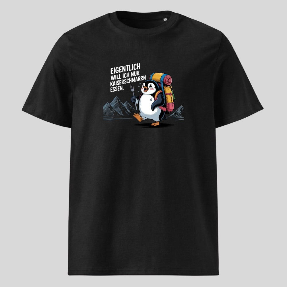 Kaiserschmarrn Pinguin Unisex T-Shirt in Schwarz, Kraxelgaudi