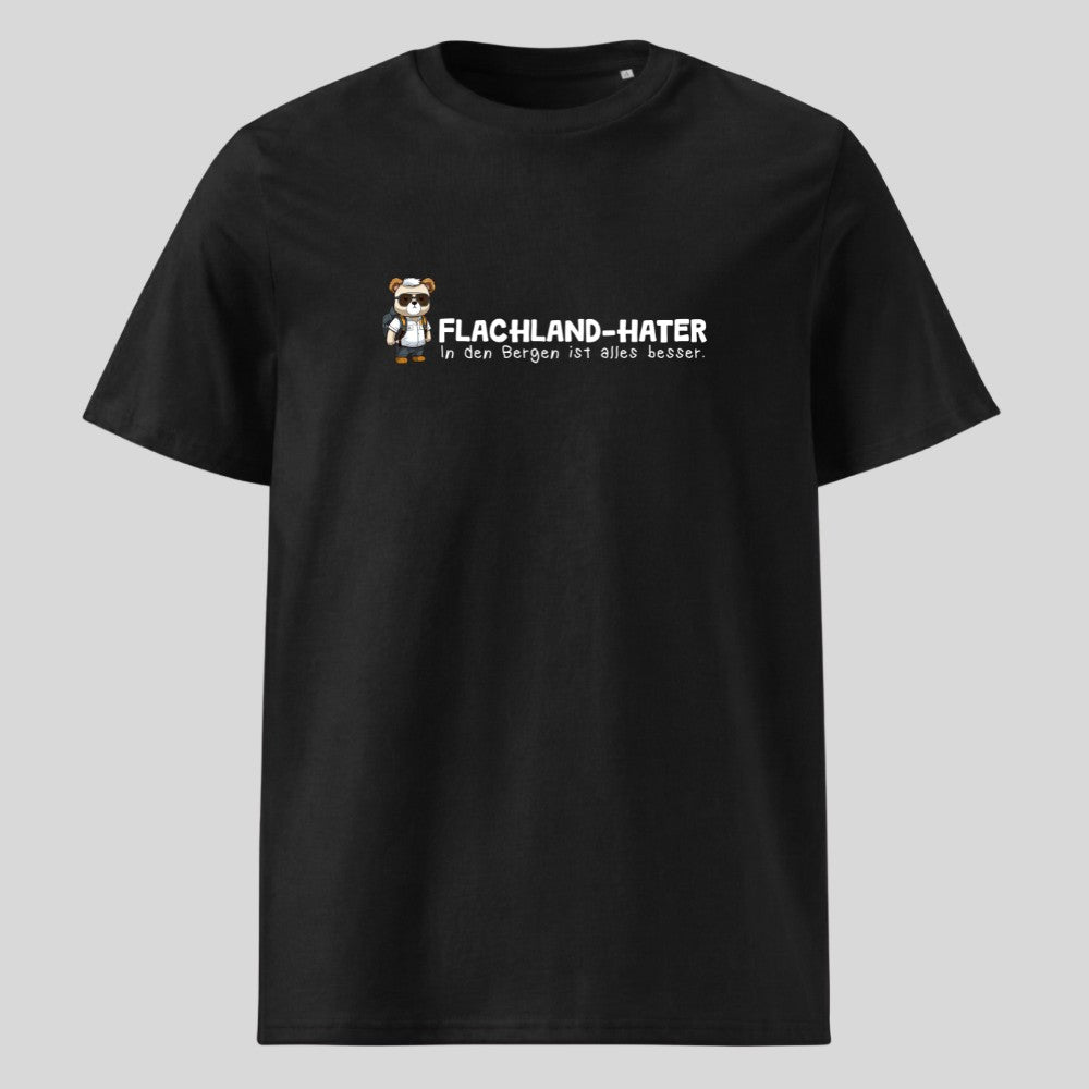 Flachland Hater Unisex T-Shirt in Schwarz, Kraxelgaudi