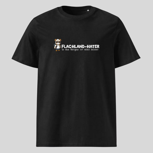 Flachland Hater Unisex T-Shirt in Schwarz, Kraxelgaudi