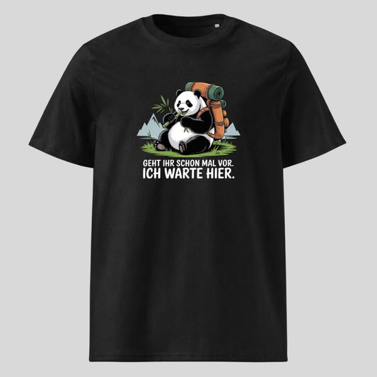 Geht schon mal vor Panda Unisex T-Shirt in Schwarz, Kraxelgaudi
