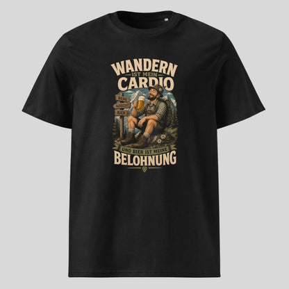 Wandern ist mein Cardio Unisex T-Shirt in Schwarz, Kraxelgaudi