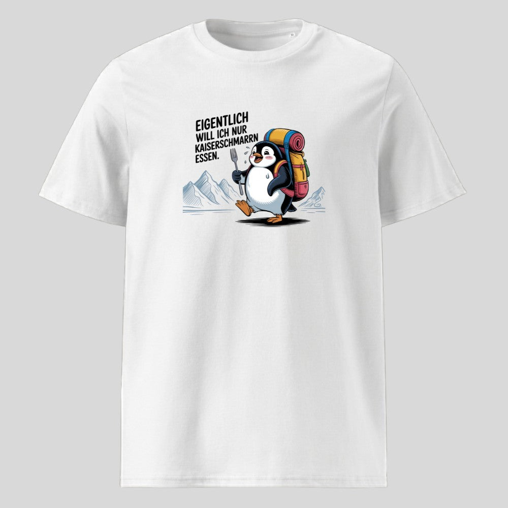 Kaiserschmarrn Pinguin Unisex T-Shirt in Weiß, Kraxelgaudi