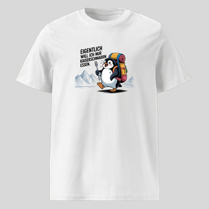 Kaiserschmarrn Pinguin Unisex T-Shirt in Weiß, Kraxelgaudi