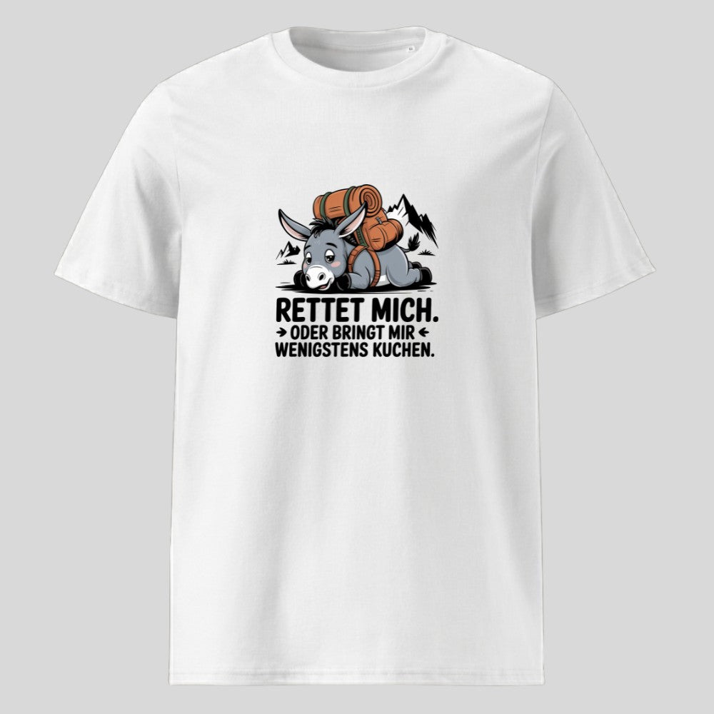 Rettet mich Esel Unisex T-Shirt in Weiß, Kraxelgaudi