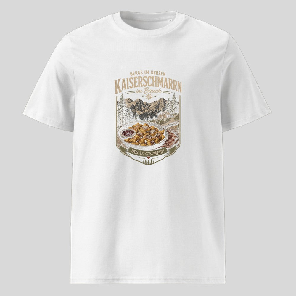 Kaiserschmarrn im Bauch Unisex T-Shirt in Weiß, Kraxelgaudi