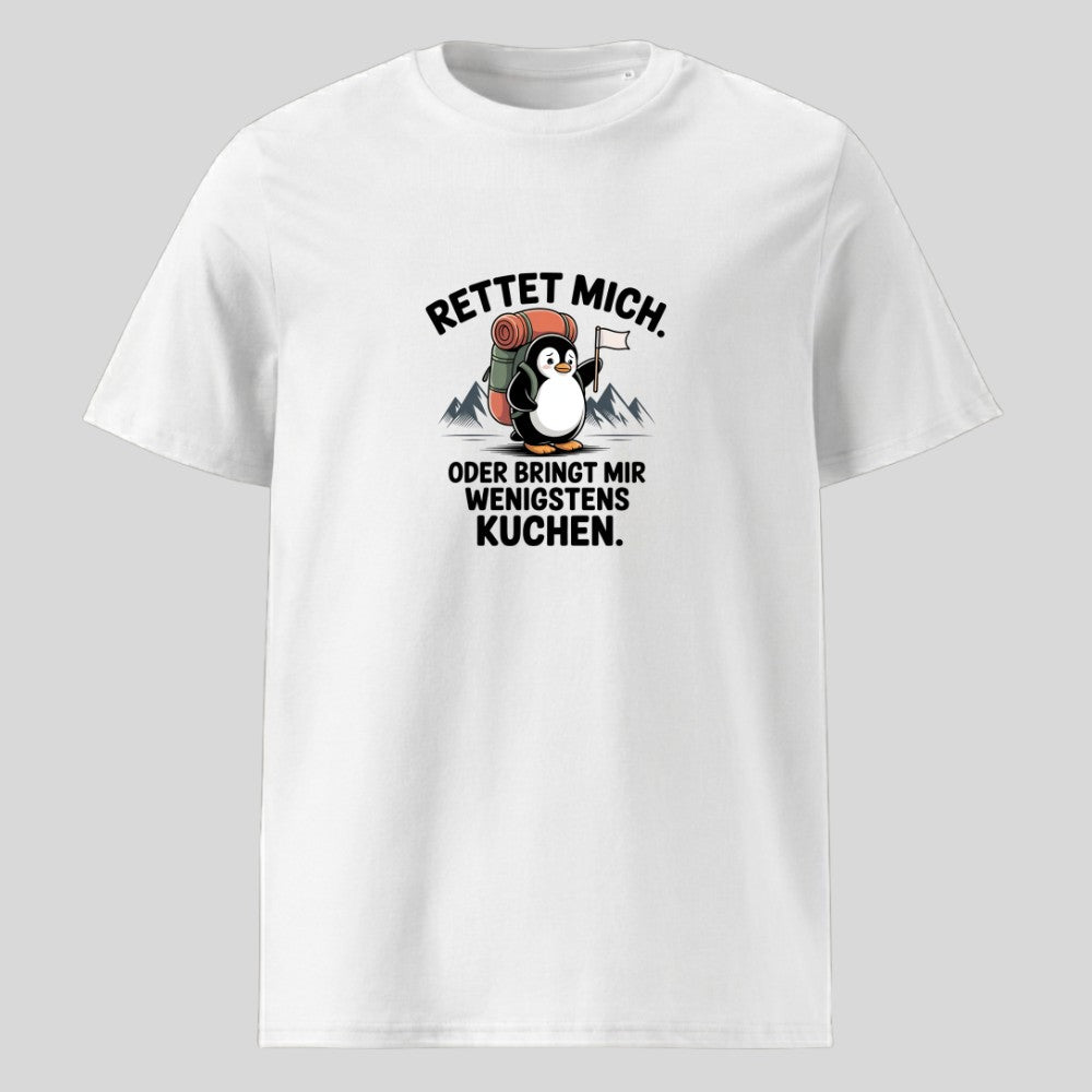 Rettet mich Pinguin Unisex T-Shirt in Weiß, Kraxelgaudi
