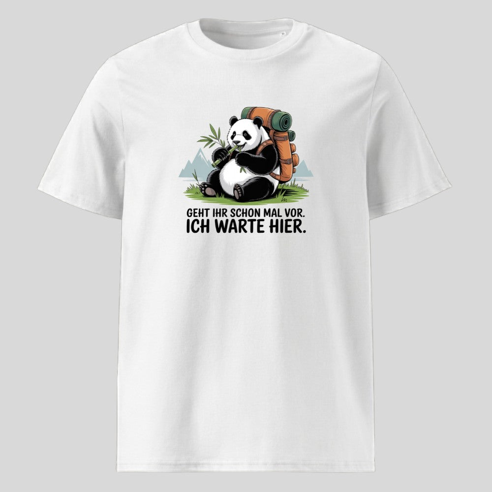 Geht schon mal vor Panda Unisex T-Shirt in Weiß, Kraxelgaudi