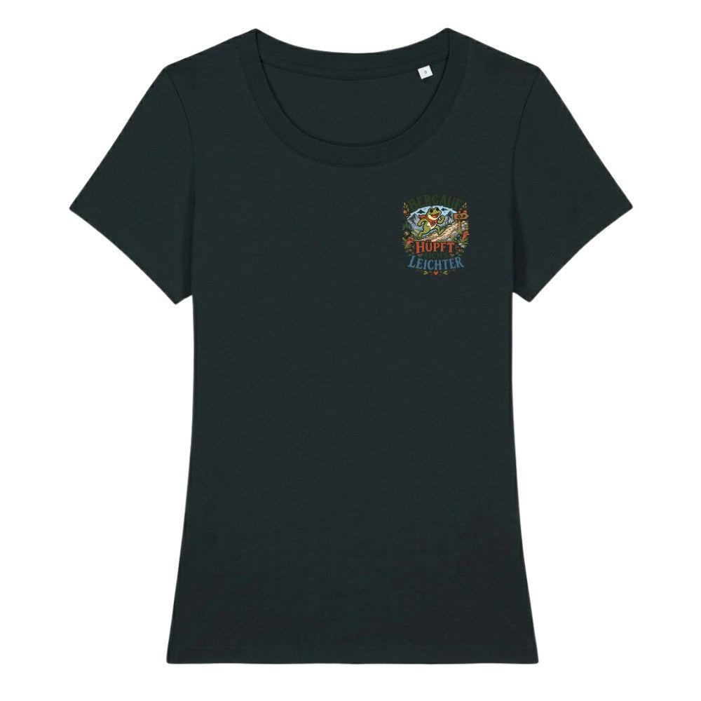 Bergauf hüpft sich's leichter Damenshirt mit Brustdruck, Kraxelgaudi