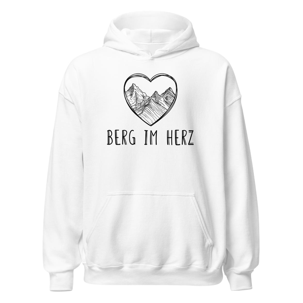 Berg im Herz Hoodie mit Bergmotiv, Motivdetail