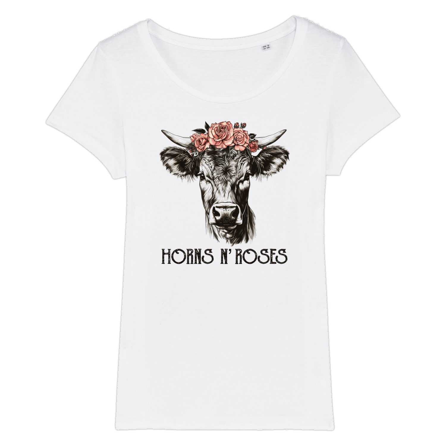 Horns N´Roses Frauen Shirt mit Rock-Berg-Motiv, Motivdetail