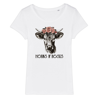 Horns N´Roses Frauen Shirt mit Rock-Berg-Motiv, Motivdetail