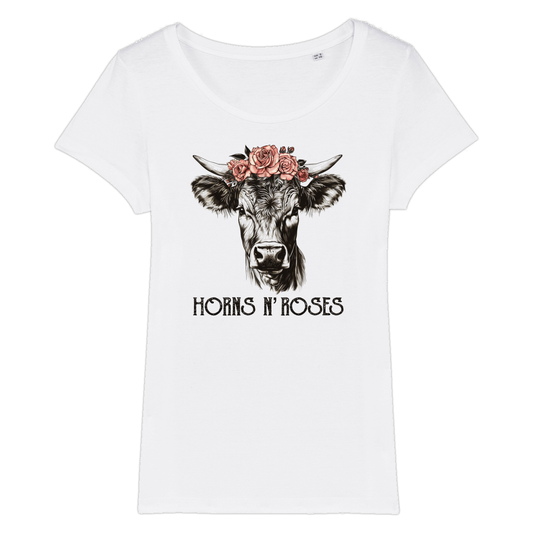Horns N´Roses Frauen Shirt mit Rock-Berg-Motiv, Motivdetail