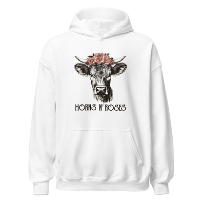 Horns N´Roses Hoodie mit Rock Motiv, Motivdetail