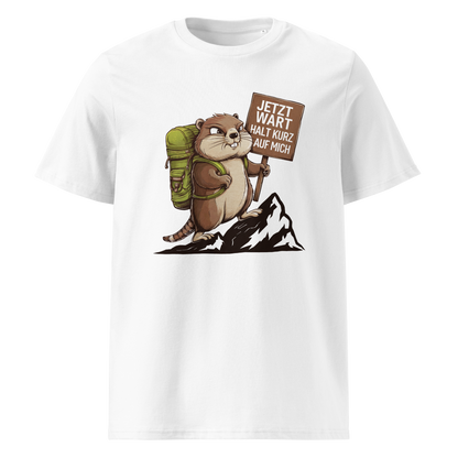 Warte Kurz T-Shirt mit Wander-Spruch, Motivdetail