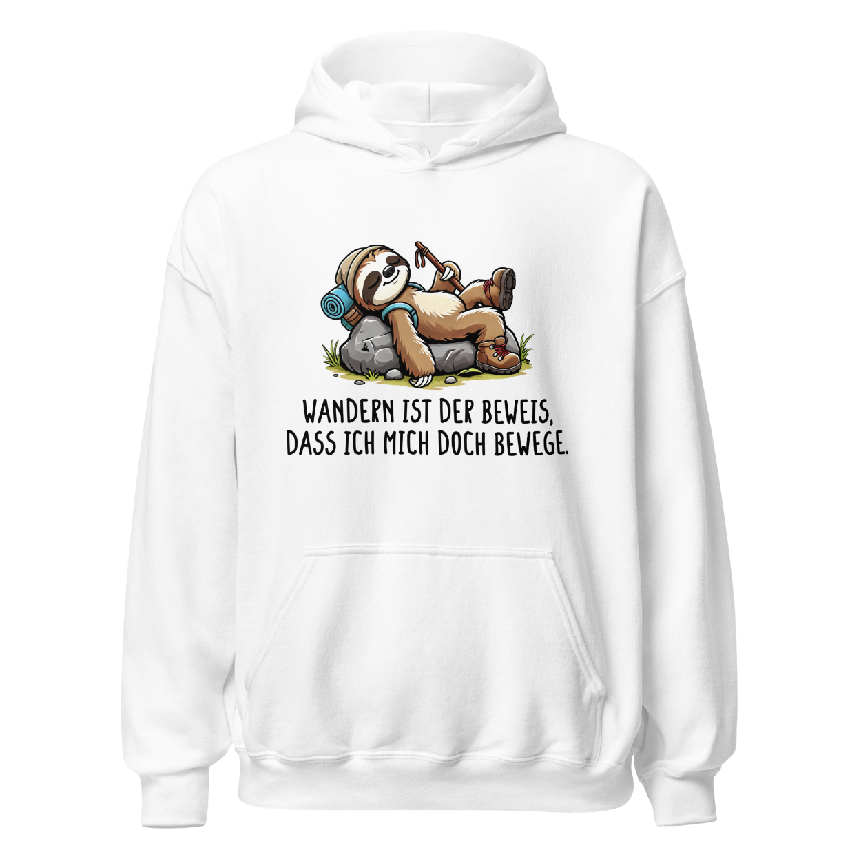 Der Beweis Hoodie mit Wanderspruch, Motivdetail