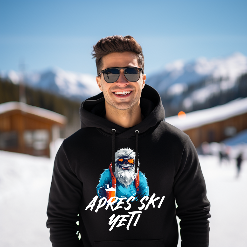 Après Ski Yeti Hoodie mit Yeti-Motiv, Motivdetail