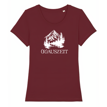 Rauszeit Damen T-Shirt mit Auszeit-Spruch, Print Nahaufnahme